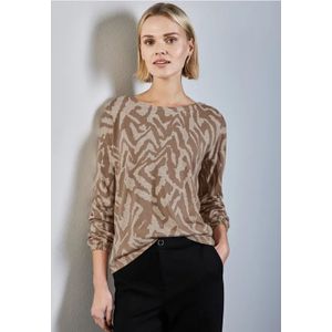 Street One Dames Zacht jacquard overhemd in Beige, in size: 40