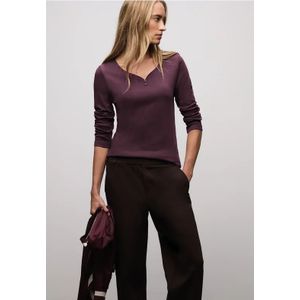 Street One Dames Basic shirt met knoopdetail in Rood, in size: 34
