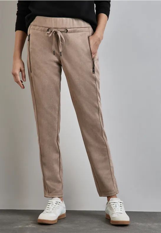 Street One - Bonny - Broek - Beige - Velourslook