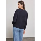 Street One Dames Gestructureerd shirt met col in Blauw, in size: 34