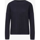 Street One Dames Gestructureerd shirt met col in Blauw, in size: 34