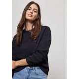 Street One Dames Gestructureerd shirt met col in Blauw, in size: 34