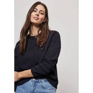 Street One Dames Gestructureerd shirt met col in Blauw, in size: 34