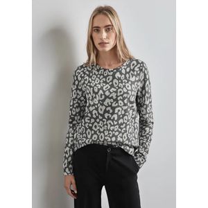 Street One Dames Sweatshirt met leopatroon in Grijs, in size: 46