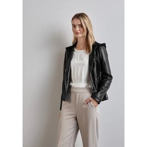 Street One Dames Lederlook jasje in Zwart, in size: 46