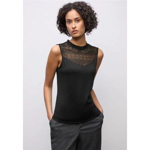 Street One Dames Top met kant in Zwart, in size: 34