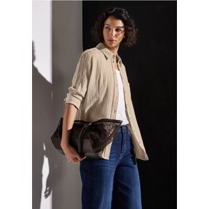 Street One Dames Mousseline overhemd blouse in Beige, in size: 34