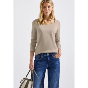 Street One Dames Shirt met carrée halslijn in Beige, in size: 40