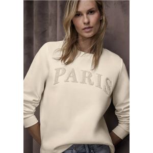 Street One Dames Sweatshirt met tekst in Beige, in size: 38