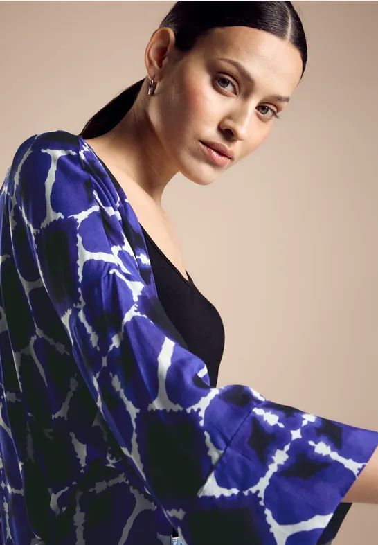 Street One Dames Blouse in kimonostijl in Blauw, in size: L