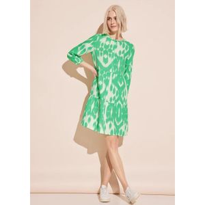 Street One Dames Linnen jurk met print in Groen, in size: 34