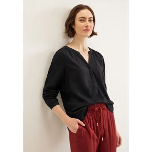 Street One Dames Blouse in effen kleur in Zwart, in size: 40