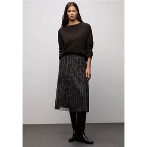 Street One Dames Plooirok van mesh met print in Bruin, in size: 34