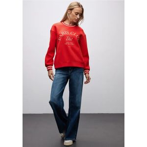 Street One Dames Sweater met Loose Fit print in Rood, in size: 34