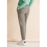 Street One - Paperbag-broek - Beige - Hoge Taille - Strakke Pijpen