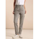 Street One - Paperbag-broek - Beige - Hoge Taille - Strakke Pijpen