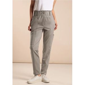 Street One - Paperbag-broek - Beige - Hoge Taille - Strakke Pijpen