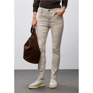 Street One Dames Slim Fit gecoate broek in Beige, in size: 32