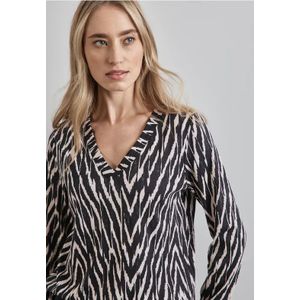 Street One Dames Bedrukt overhemd in Zwart, in size: 34