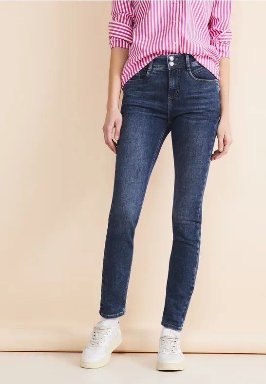 Street One Dames Slim fit indigo jeans in Blauw, in size: 24