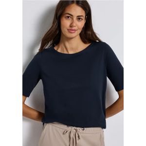 Street One - Dames Shirt - Blauw - Katoen - Korte Mouwen - Boothals