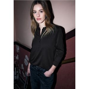 Street One Studio Dames Shirt met lange mouwen en ruches in Zwart, in size: 34