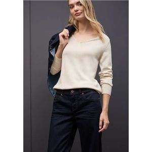 Street One Dames Trui met V-hals in Beige, in size: 34