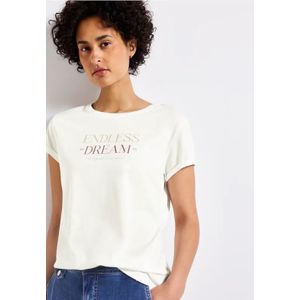 Street One Dames Shirt met tekst in Wit, in size: 34