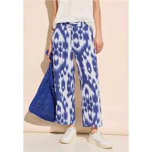 Street One Dames 7/8-broek van linnen met print in Blauw, in size: 42