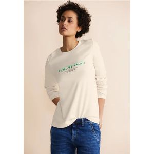 Street One Dames Shirt met wording in Wit, in size: 46