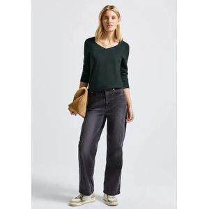 Street One Dames Shirt met carrée halslijn in Groen, in size: 34