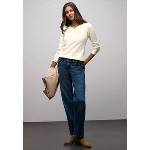 Street One Dames Basic shirt met geribbelde textuur in Wit, in size: 34