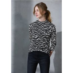 Street One Studio Dames Shirt van mesh met patroon in Grijs, in size: 34