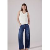 Street One - Studio F323196 - Tanktop - Gebroken Wit - V-hals met Knoop Bretels