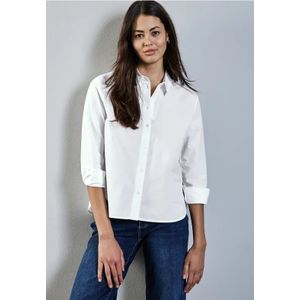 Street One Dames Overhemdblouse in effen kleur in Wit, in size: 44
