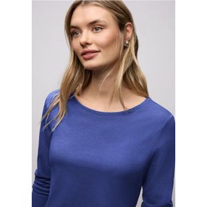 Street One Dames Basic shirt met ronde hals in Blauw, in size: 34