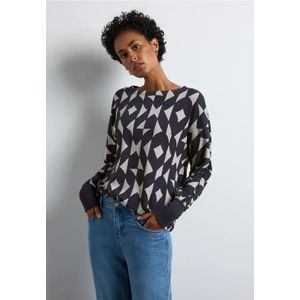 Street One Dames Jaquard overhemd in Blauw, in size: 46