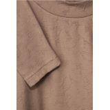 Street One - Dames Shirt - Beige - Structuur - Lange Mouwen - Opstaande Kraag