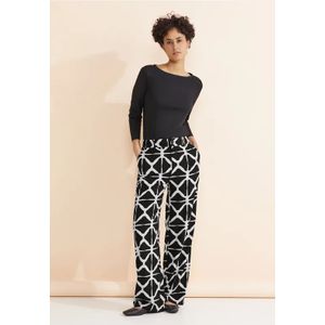 Street One Dames Loose fit broek met print in Zwart, in size: 32