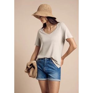 Street One Dames Lichtgewicht T-shirt in Beige, in size: 42