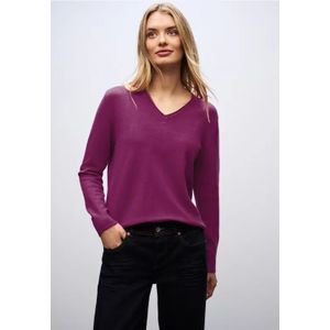 Street One Dames Zachte trui met V-hals in Pink, in size: 34