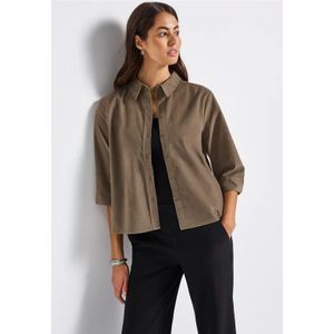 Street One Dames Mini corduroy overhemd blouse in Bruin, in size: 34