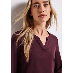 Street One Dames Shirt van jersey met gespleten hals in Rood, in size: 34