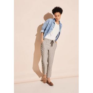 Street One Dames Seersucker paperbag-broek in Beige, in size: 32