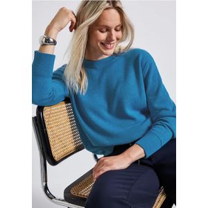 Street One Dames Trui met ronde hals in Blauw, in size: 34