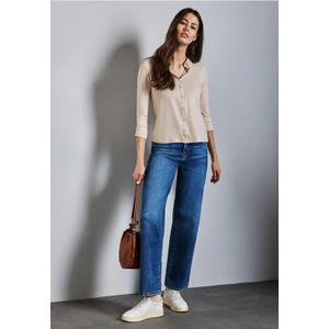 Street One Dames Jersey shirt in een blouse-look in Beige, in size: 44