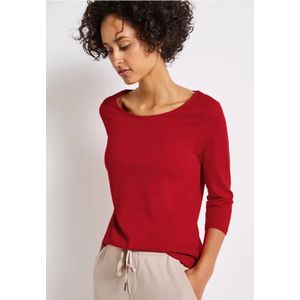 Street One Dames Shirt met boothals in Rood, in size: 34