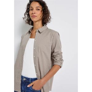 Street One Dames Gestreepte zakelijke blouse in Beige, in size: 34