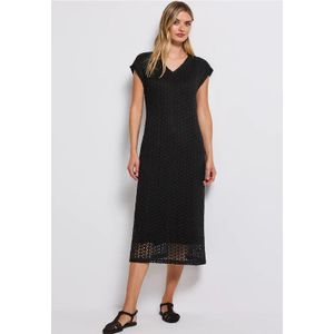 Street One Dames Kanten jurk met V-hals in Zwart, in size: 34