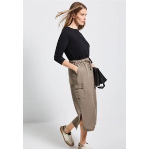 Street One Dames Cargo rok met gewassen look in Bruin, in size: 32